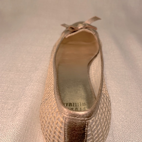 Stuart Weitzman gold & cream leather sneakers Mojave loafers obsessorize sole - Picture 5 of 15